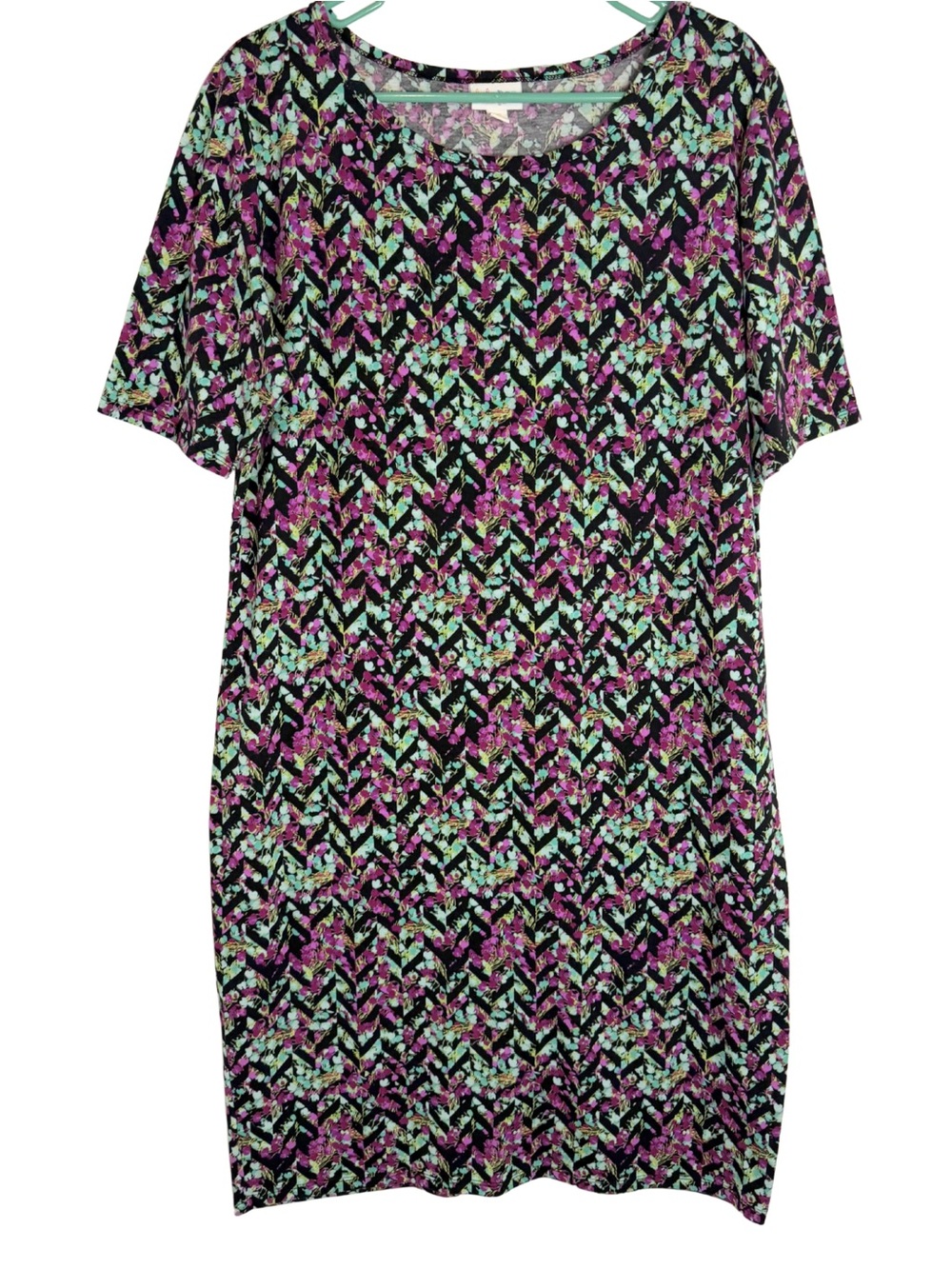 3/$20 LuLaRoe Short Sleeve Midi Dress in Black, Purple & Mint